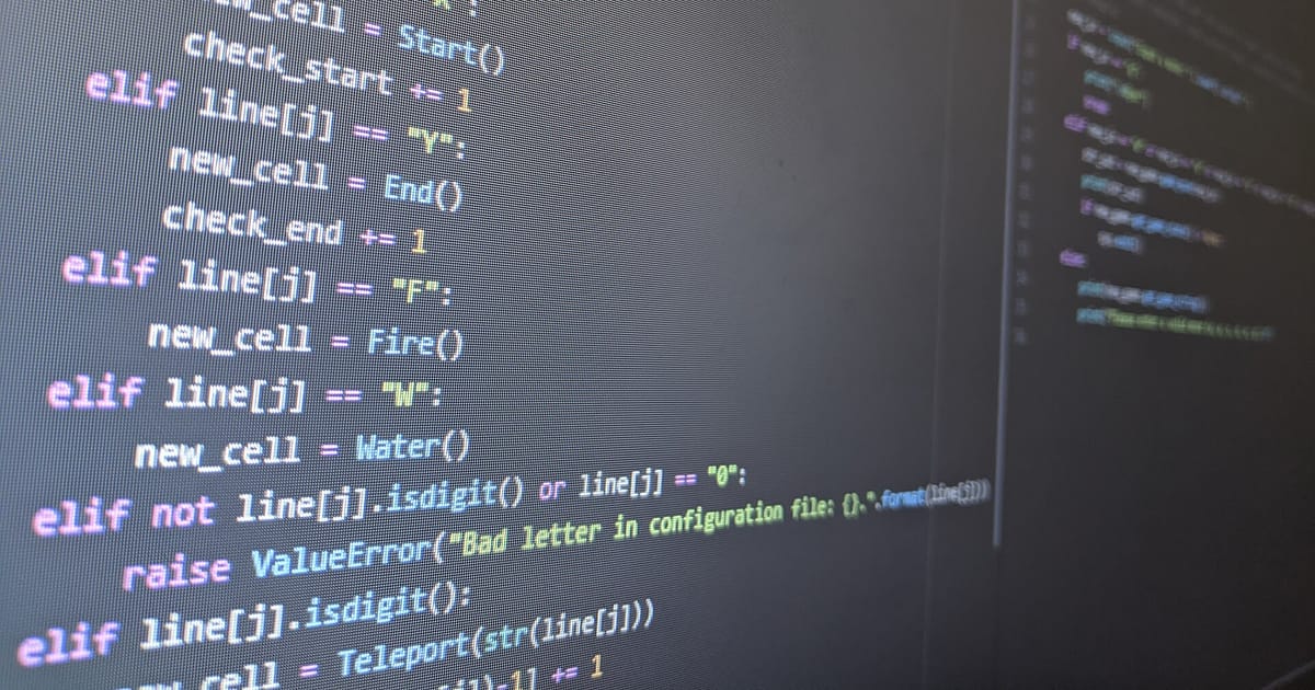 Source code on a computer display